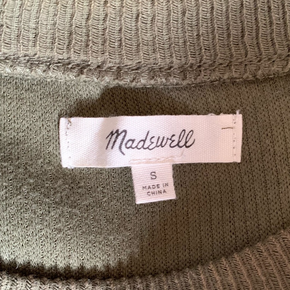 Madewell Ruffle Cuff Ribbed Top Size Small Green - Picture 5 of 5